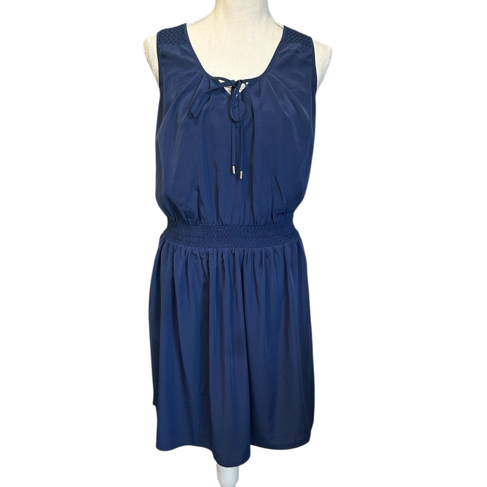 Gap Dress Smocked Waist Sleeveless Split Neck Mini Blue Women’s Size Small